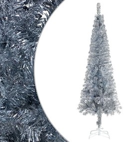 vidaXL Árvore de Natal fina 210 cm prateado
