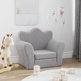vidaXL Sofá-cama infantil pelúcia macia cinzento-claro