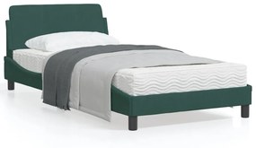 vidaXL Estrutura de cama sem colchão 100x200 cm veludo verde-escuro