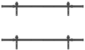 Kit de ferragens para porta deslizante 152,5 cm aço preto