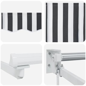 Toldo retrátil 5x3 m tecido e alumínio antracite e branco