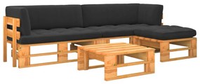 vidaXL 4 pcs conjunto lounge paletes pinho impregnado castanho mel