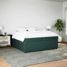 Cama com molas/colchão 200x200 cm veludo verde-escuro