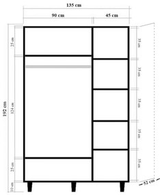 Guarda-Roupa Lena – Sonomo – 135 cm x 192 cm x 52 cm