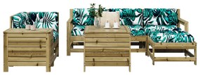 7 pcs conjunto sofás jardim madeira de pinho impregnada
