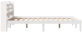 Cama sem colchão 140x200 cm madeira de pinho maciça branco
