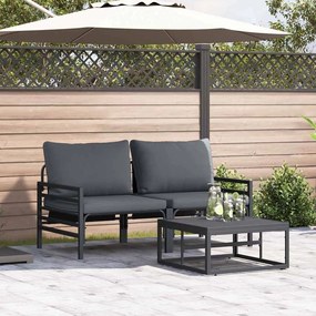 vidaXL Conjunto de Sofá de Jardim 3 pcs Cinzento-escuro Aço