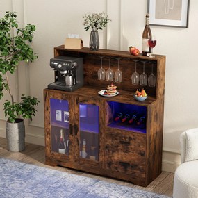 Móvel Bar, 120 x 40 x 115,5 cm, Iluminação LED RGB, Castanho