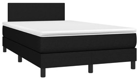 Cama box spring c/ colchão e LED 120x200 cm tecido preto