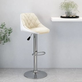 vidaXL Banco de bar couro artificial cor creme e branco