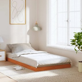 vidaXL Estrutura de cama 90x200 cm madeira pinho maciça castanho cera