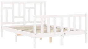 Estrutura de cama com cabeceira 120x200cm madeira maciça branco