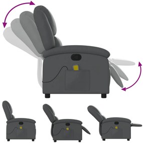Poltrona de massagens reclinável couro artificial cinzento