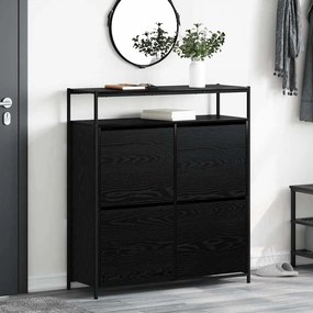 vidaXL Gabinete de Sapatos com 4 Gavetas Basculantes Carvalho Preto 100x34x112 cm