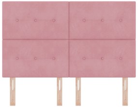Cabeceira vidaXL Estofada com Botões Rosa 160 cm Veludo