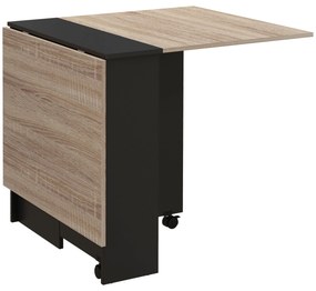 Mesa Dobrável de Cozinha “Rimma” com Prateleiras e Rodas – 75x140 cm –