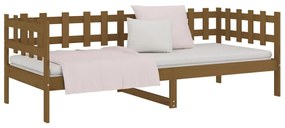 Sofá-cama 90x190 cm madeira de pinho maciça castanho mel