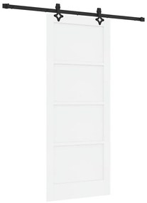 Porta Deslizante vidaXL com Conjunto de Ferragens Branca 83x202 cm Mad