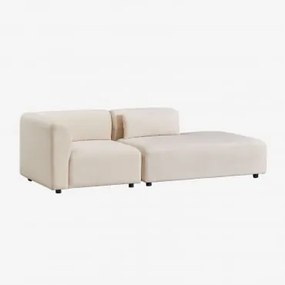 Sofá Modular De Canto Em 2 Peças Com Chaise Longue Direita Fogler Linho Veludo Bege Linho - Sklum