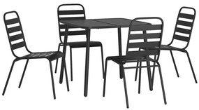 5 pcs conjunto de jantar para jardim aço antracite