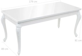 Mesa de jantar 179x89x81 cm branco brilhante
