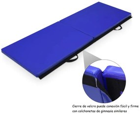 Tapete de Yoga 180 x 60 x 4cm  Almofada Academia Aptidão Tapete de exercício dobrável portátil azul