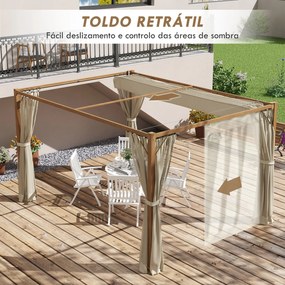Pérgola de Jardim 4x3 m Pérgola para Exterior com Teto Retrátil Mosqui