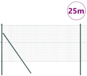 Cerca Euro com 13 Postes 1x25 m Aço Galvanizado Verde