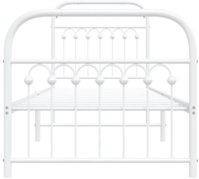 Estrutura de cama com cabeceira e pés 80x200 cm metal branco