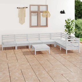 vidaXL 8 pcs conjunto lounge de jardim pinho maciço branco
