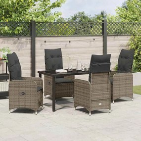 Conjunto de Jantar de Jardim com 5 Peças e Almofadas em Rattan Poliést