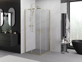 Mexen Exo-S Duo cabine de duche quadrada deslizante 100 x 100 cm, transparente, dourada - 8111-100-100-50-00