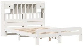 Cama com estante sem colchão 160x200 cm pinho maciço branco