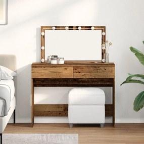 Mesa de Maquiagem com LED Madeira Velha 100x40x120 cm