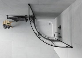 Mexen Rio cabine de duche semicircular 70 x 70 cm, faixas pretas, preta + base de duche, branco - 863-070-070-70-20-4710