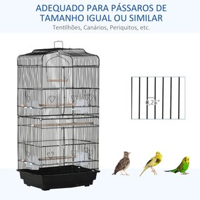 PawHut Gaiola para Passáros Gaiola de Metal com Portas 4 Comedouros 3