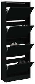 vidaXL Sapateira 60x21x163,5 cm derivados de madeira preto