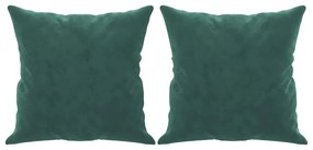 Sofá 2 lug. c/ almofadas decorativas 140cm veludo verde-escuro