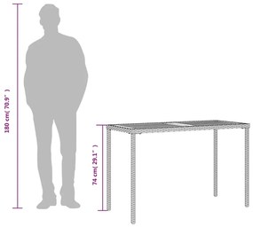 Mesa de jardim com tampo em acácia 115x54x74 cm vime PE preto