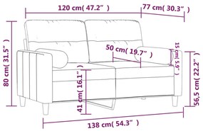 Sofá 2 lug. + almofadas decorativas 120 cm tecido amarelo-claro