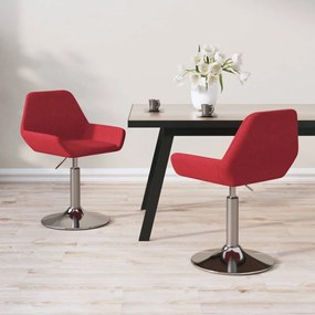 vidaXL Cadeiras de jantar giratórias 2 pcs tecido vermelho tinto