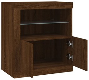 Aparador com luzes LED 60,5x37x67 cm carvalho castanho
