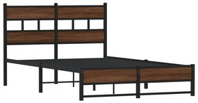 Estrutura de cama sem colchão 120x200cm metal carvalho castanho