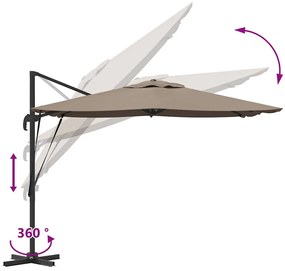 Parasol Roma Cinzento-acastanhado Largo Poliéster &amp; Aço