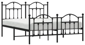 Estrutura de cama com cabeceira e pés 140x200 cm metal preto