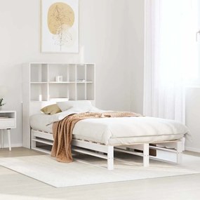Cama com estante sem colchão 90x190 cm madeira maciça branco