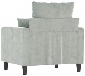 Poltrona 60 cm veludo cinzento-claro