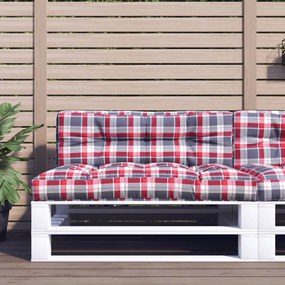vidaXL Almofadão p/ sofá de paletes 120x40x12cm tecido xadrez vermelho