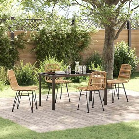 vidaXL Conjunto de Jantar de Jardim de 5 Peças em Rattan Poliéster Castanho