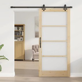 Porta de Correr vidaXL com Conjunto de Hardware 'ORKDAL'Madeira Sólida